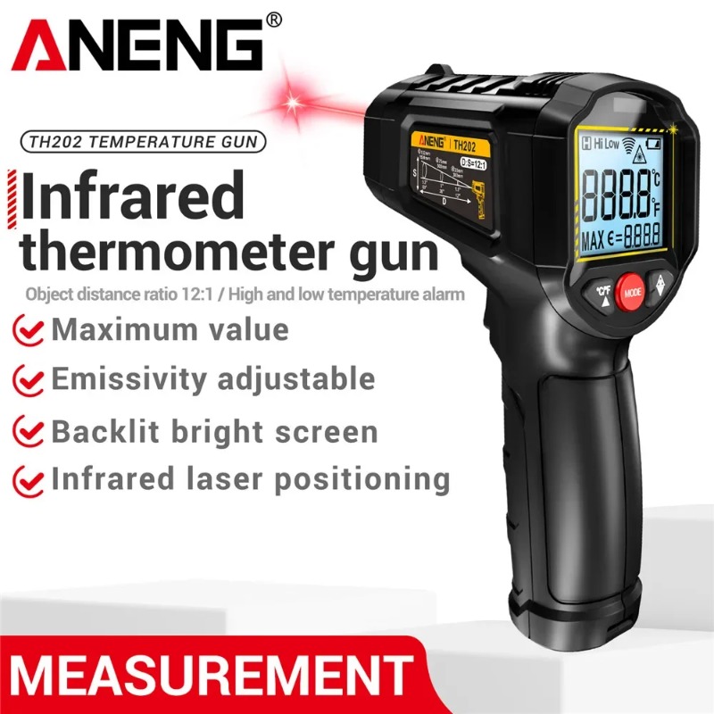 Industrial Laser Thermometer - ANENG TH202 Industrielle Handthermometer, Autotest, berührungsloser