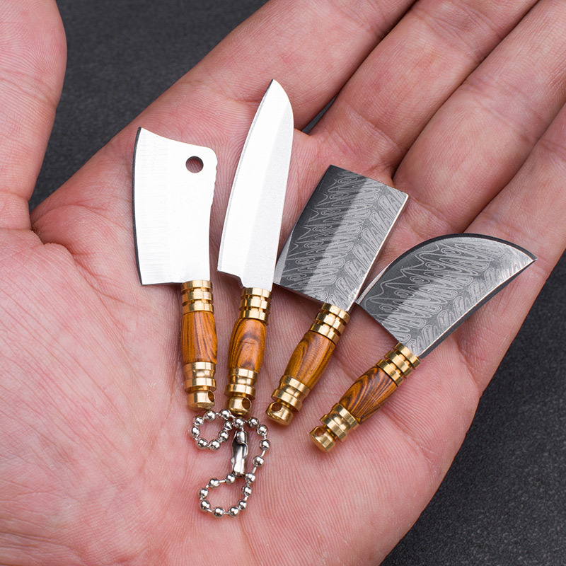 Industrial Laser Tool - Mini-Damaskus-Messer mit Lasermuster, scharfes EDC-Selbstverteidigungsmesser aus