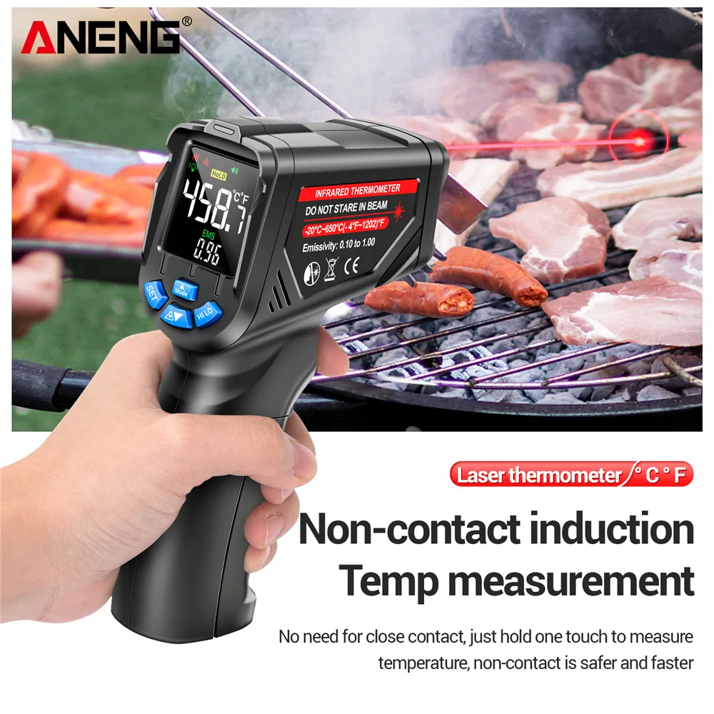 Industrial Laser Thermometer Gun - Infrarot-Thermometer Digital Berührungslos -20~650 ℃ ANENG