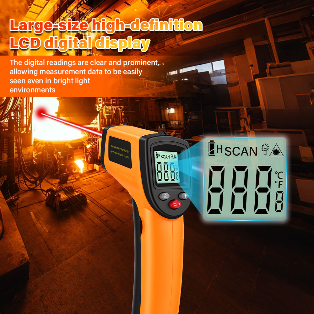 Industrial Infrared Laser - Digitales Infrarot-Thermometer, berührungsloses Thermometer, industrielles Präzisions-Laser-Temperaturmessgerät,