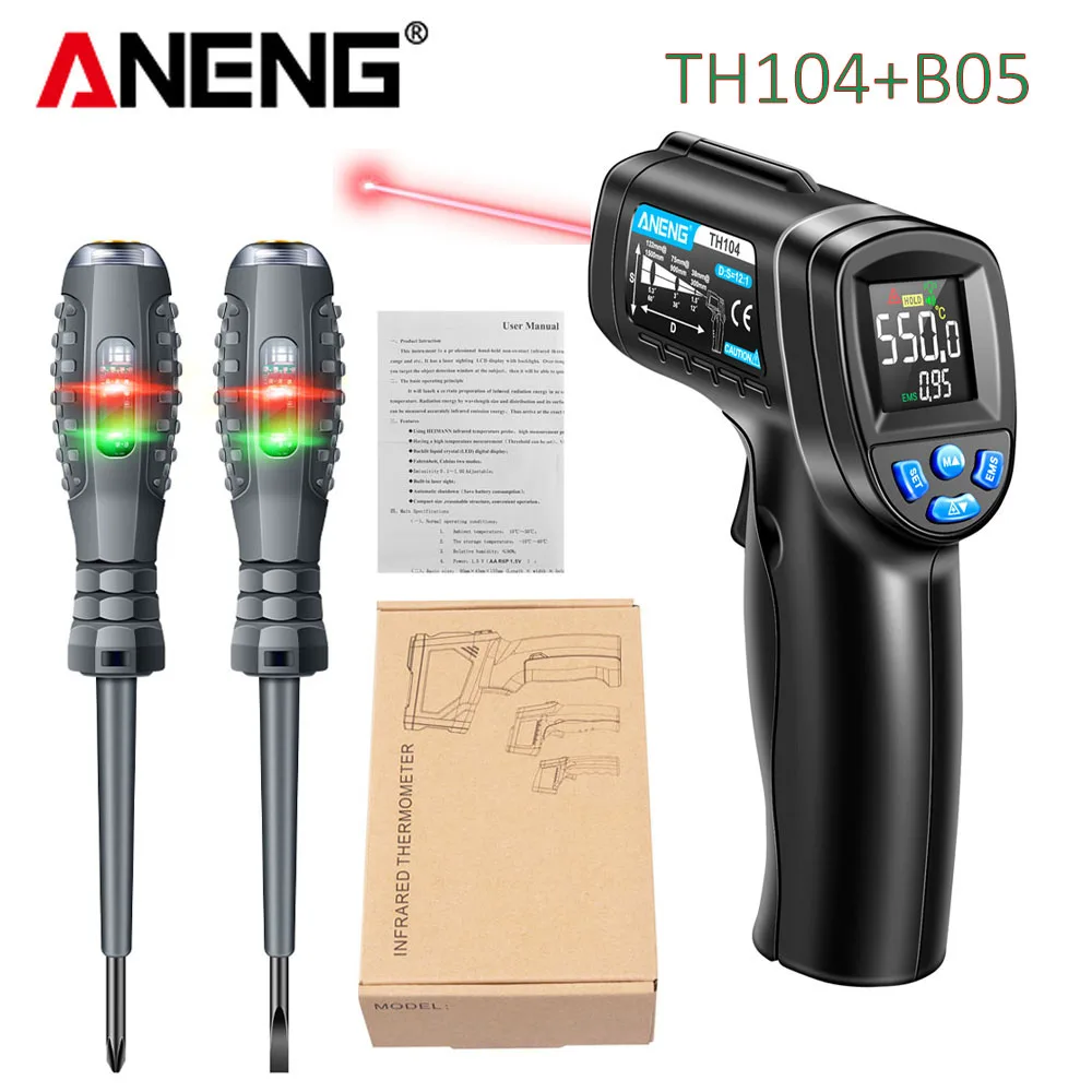 Industrial Laser Thermometer Gun - Infrarot-Thermometer Industrielles Rotes Laser-Thermometer mit VA-Bildschirm