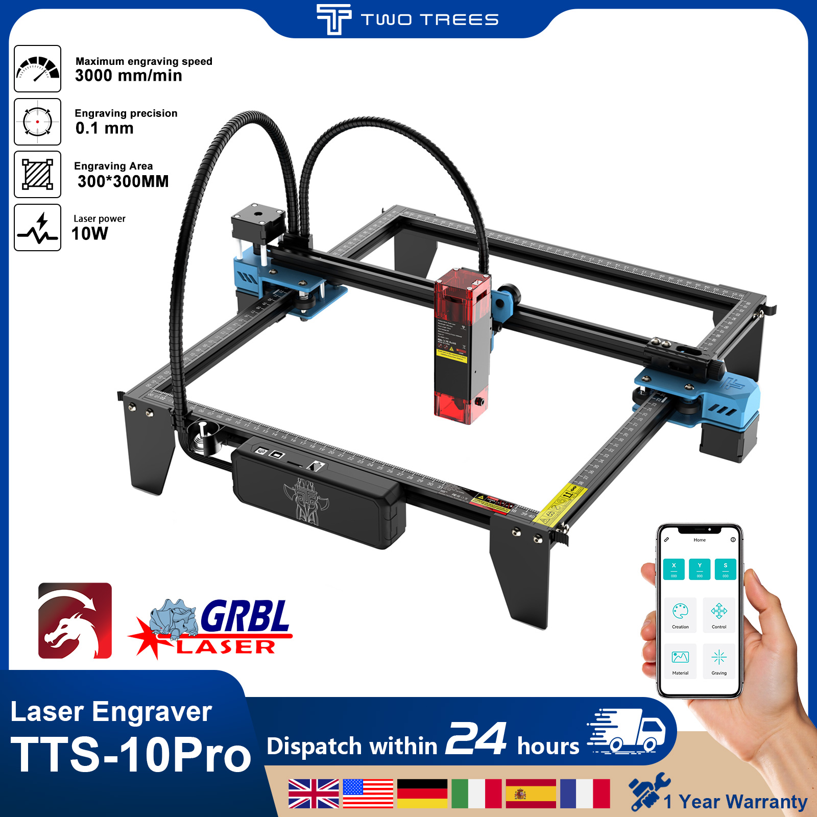 Twotrees TTS-10Pro Lasergravie – Industrial Laser Printing Machine Bewertung und Preis