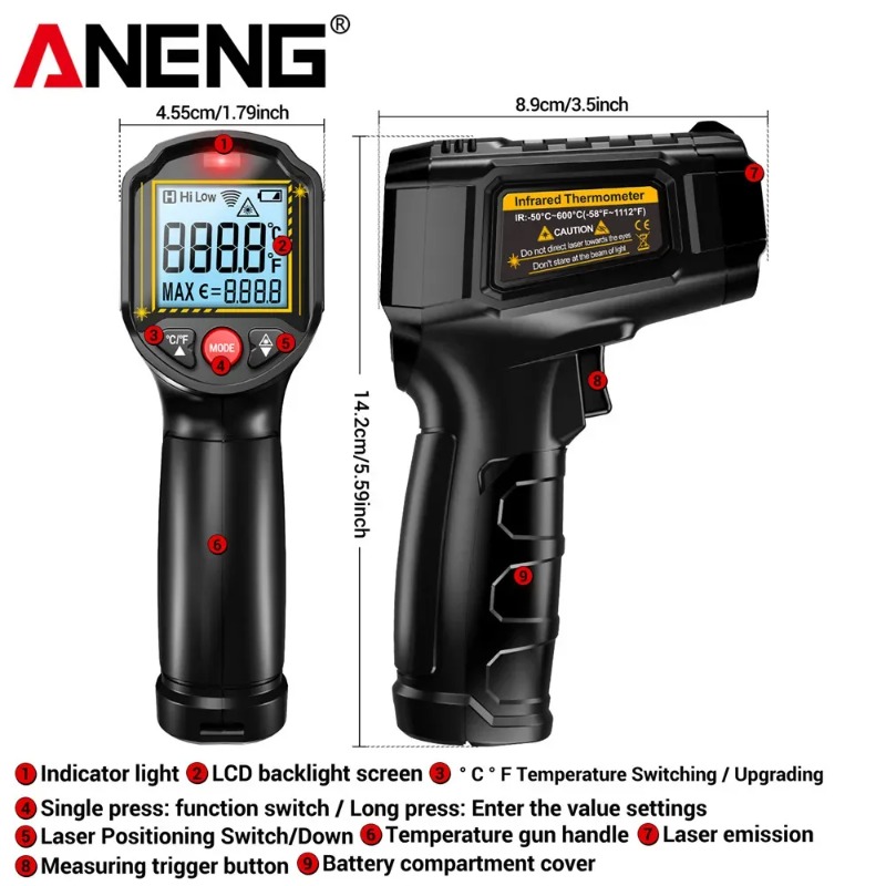 ANENG TH202 Berührungsloses In – Industrial Laser Thermometer Bewertung und Preis